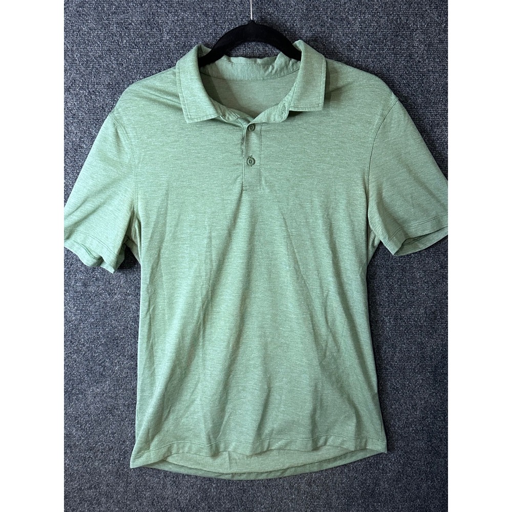 Lululemon Evolution Polo Shirt Mens Small Green Heathered Short Sleeve Golf Top